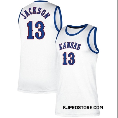 Men's Elmarko Jackson Kansas Jayhawks Replica Classic Basketball Jersey - White