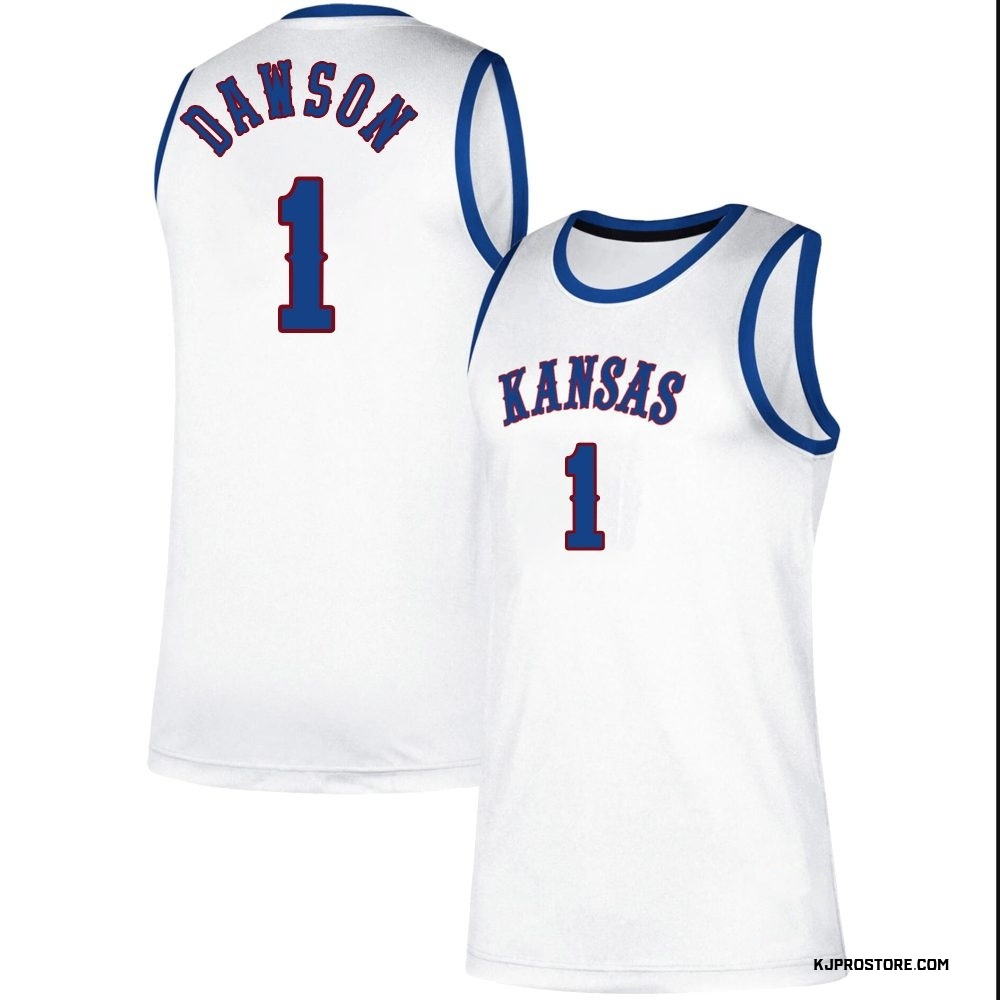 Men's Jayden Dawson Kansas Jayhawks Replica Classic Basketball Jersey - White