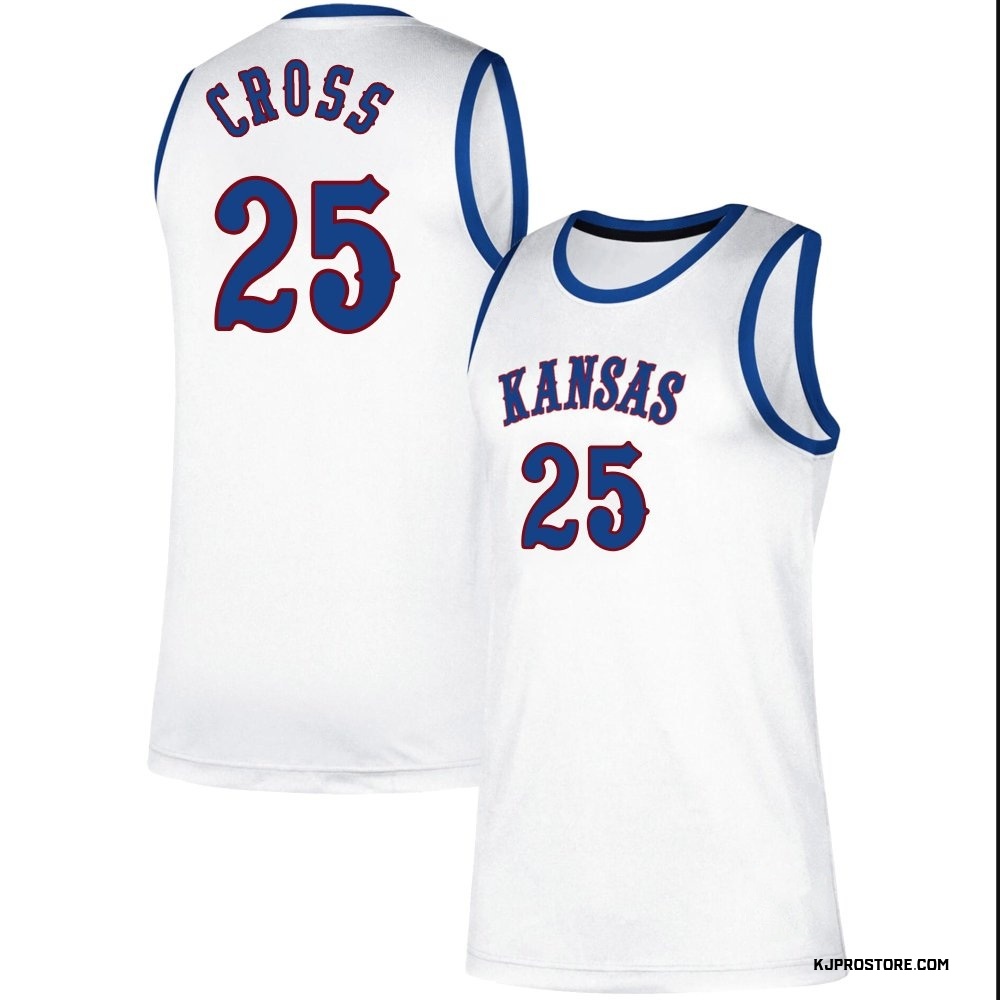 Men's Justin Cross Kansas Jayhawks Replica Classic Basketball Jersey - White