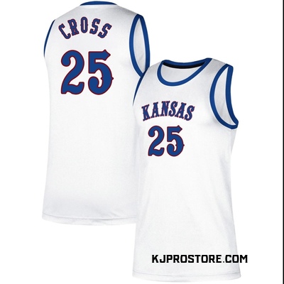 Men's Justin Cross Kansas Jayhawks Replica Classic Basketball Jersey - White
