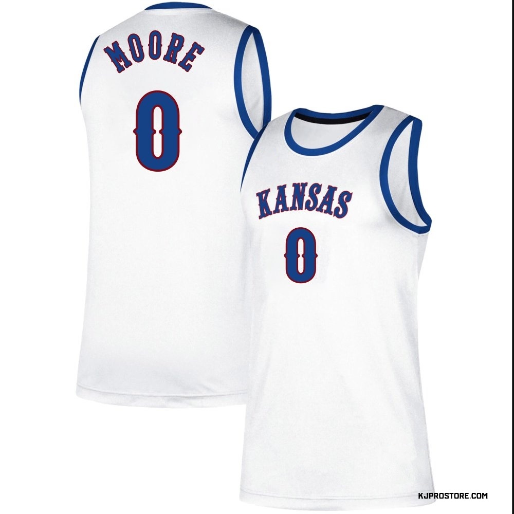 Men's Shakeel Moore Kansas Jayhawks Replica Classic Basketball Jersey - White
