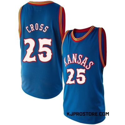 Youth Justin Cross Kansas Jayhawks Replica Original Retro Brand Performance Basketball Jersey - Royal