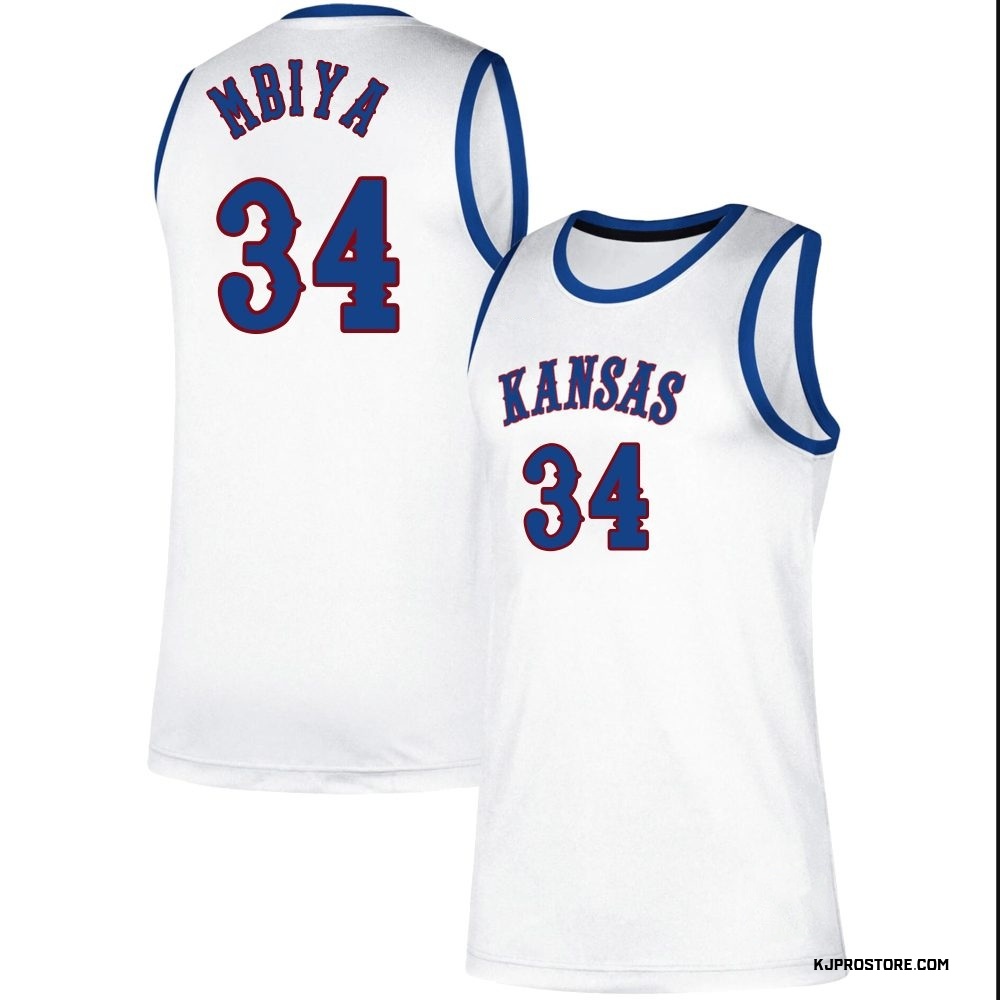 Youth Paul Mbiya Kansas Jayhawks Replica Classic Basketball Jersey - White