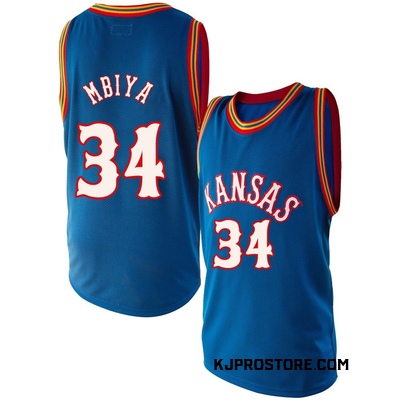 Youth Paul Mbiya Kansas Jayhawks Replica Original Retro Brand Performance Basketball Jersey - Royal