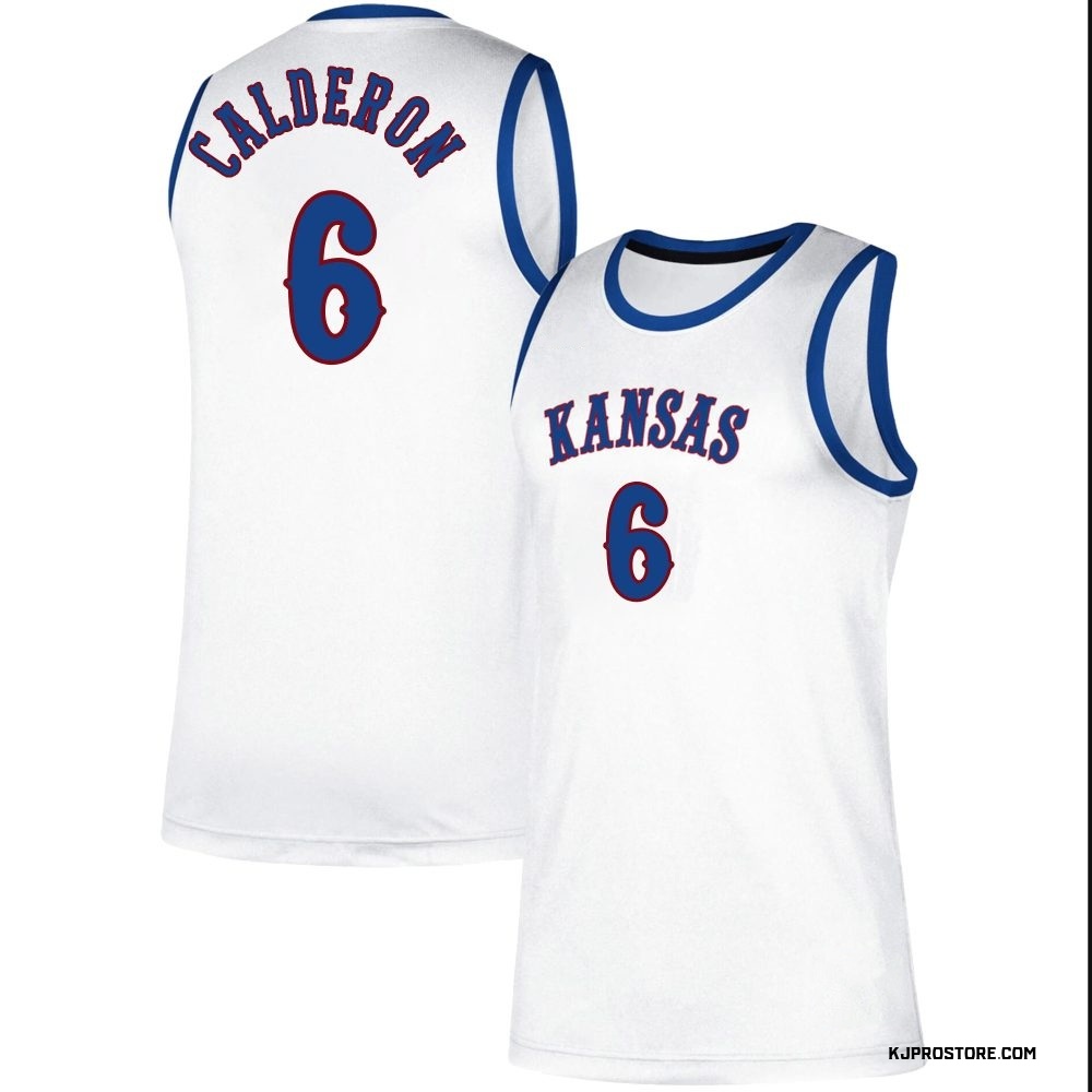 Youth Samis Calderon Kansas Jayhawks Replica Classic Basketball Jersey - White